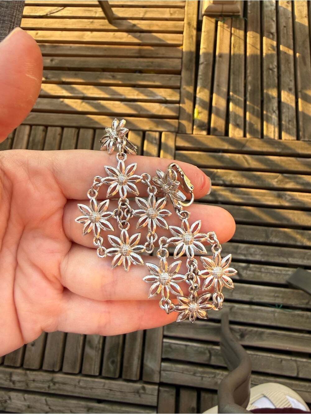Vintage D’orlan Silver Tone Sunflower Necklace and Clipon Set - Picture 5 of 9
